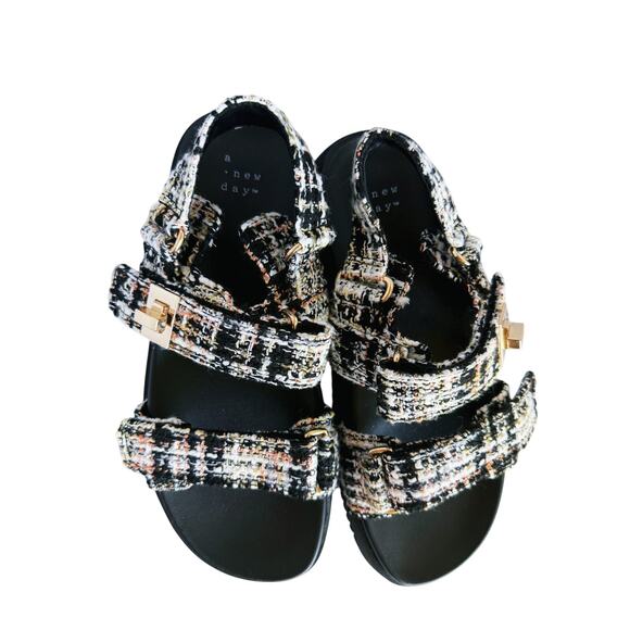 A New Day Black Tweed Sling Back Sandals 6.5 Black - Picture 5 of 10
